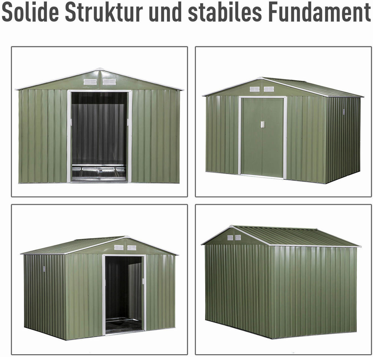 Outsunny Gartenschuppen grau Metall B/H/L: ca. 191x192x277 cm Gartenschuppen - grau (277,00/191,00/192,00cm) - Outsunny