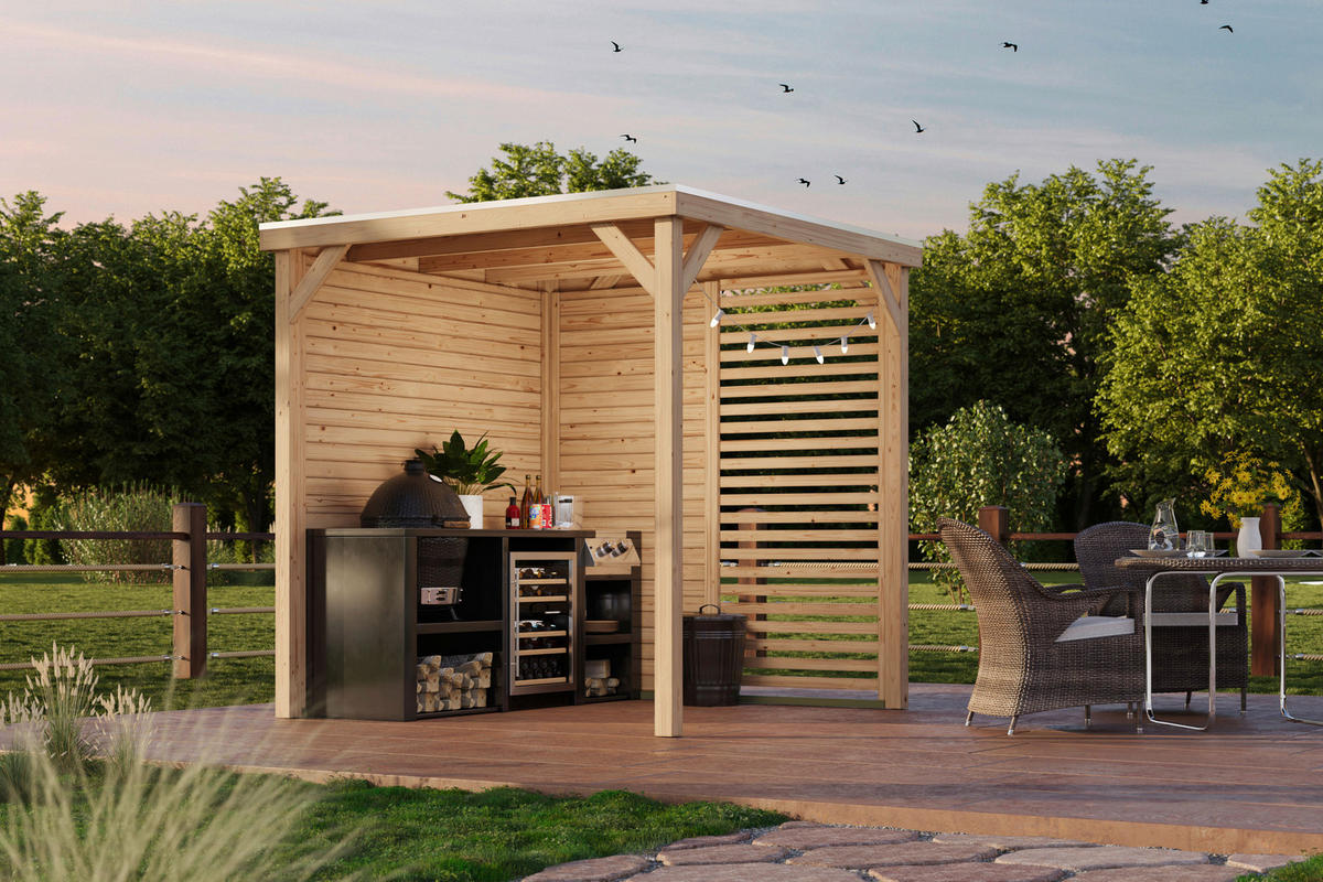 Karibu Pavillon Arizona natur Fichte B/H/T: ca. 231x243x231 cm Arizona - natur (231,00/243,00/231,00cm) - Karibu
