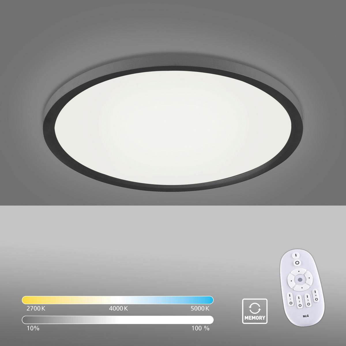 Just Light LED-Deckenpanel FLAT 15571-18 weiß schwarz Kunststoff Metall H/D: ca. 4,5x40 cm 1 Brennstellen FLAT - weiß/schwarz (40,00/4,50cm) - Just Light