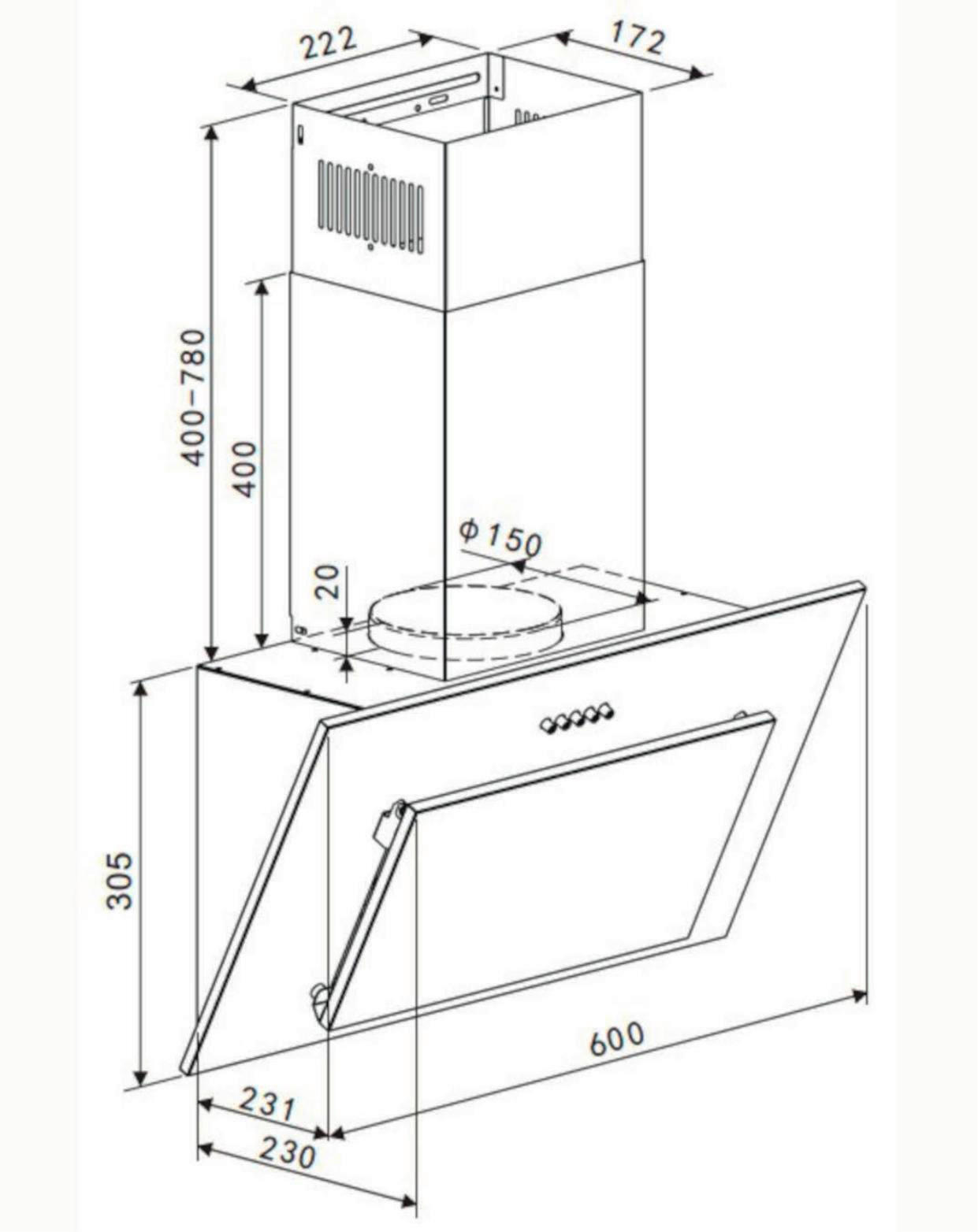 PKM-Möbel Dunstabzugshaube S13-60BBPH B/H/T: ca. 108,5x30,5x60 cm S13-60BBPH - (108,50/30,50/60,00cm) - PKM-Möbel