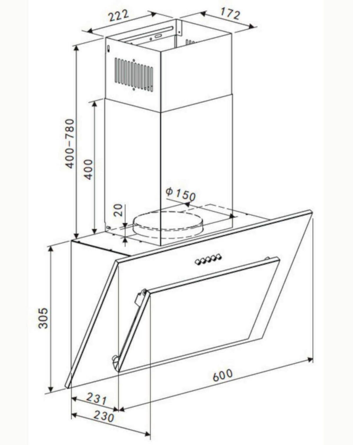 PKM-Möbel Dunstabzugshaube S13-60BBPH B/H/T: ca. 108,5x30,5x60 cm S13-60BBPH - (108,50/30,50/60,00cm) - PKM-Möbel