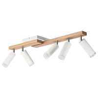 Lamkur Deckenleuchte weiß Holz B/H/L: ca. 20x23,5x84 cm 5 Brennstellen MATTE - weiß (84,00/20,00/23,50cm) - Lamkur