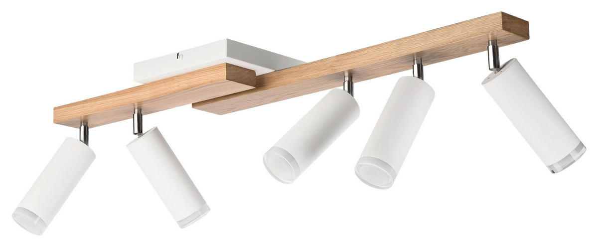 Lamkur Deckenleuchte weiß Holz B/H/L: ca. 20x23,5x84 cm 5 Brennstellen MATTE - weiß (84,00/20,00/23,50cm) - Lamkur