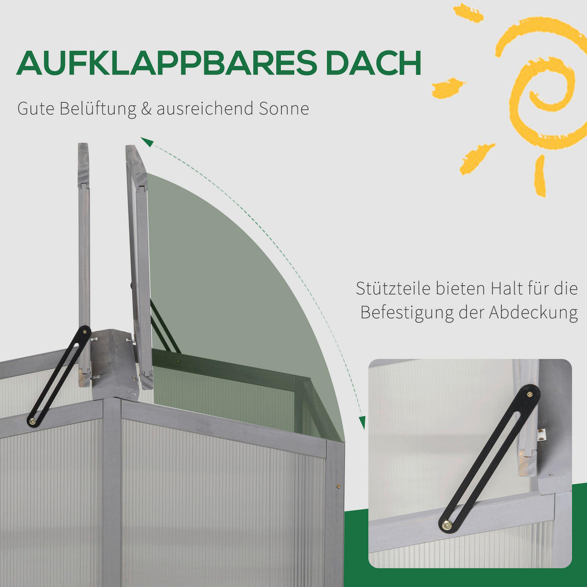 Outsunny Frühbeet B/H/L: ca. 80x58x90 cm Frühbeet - hellgrau (90,00/80,00/58,00cm) - Outsunny