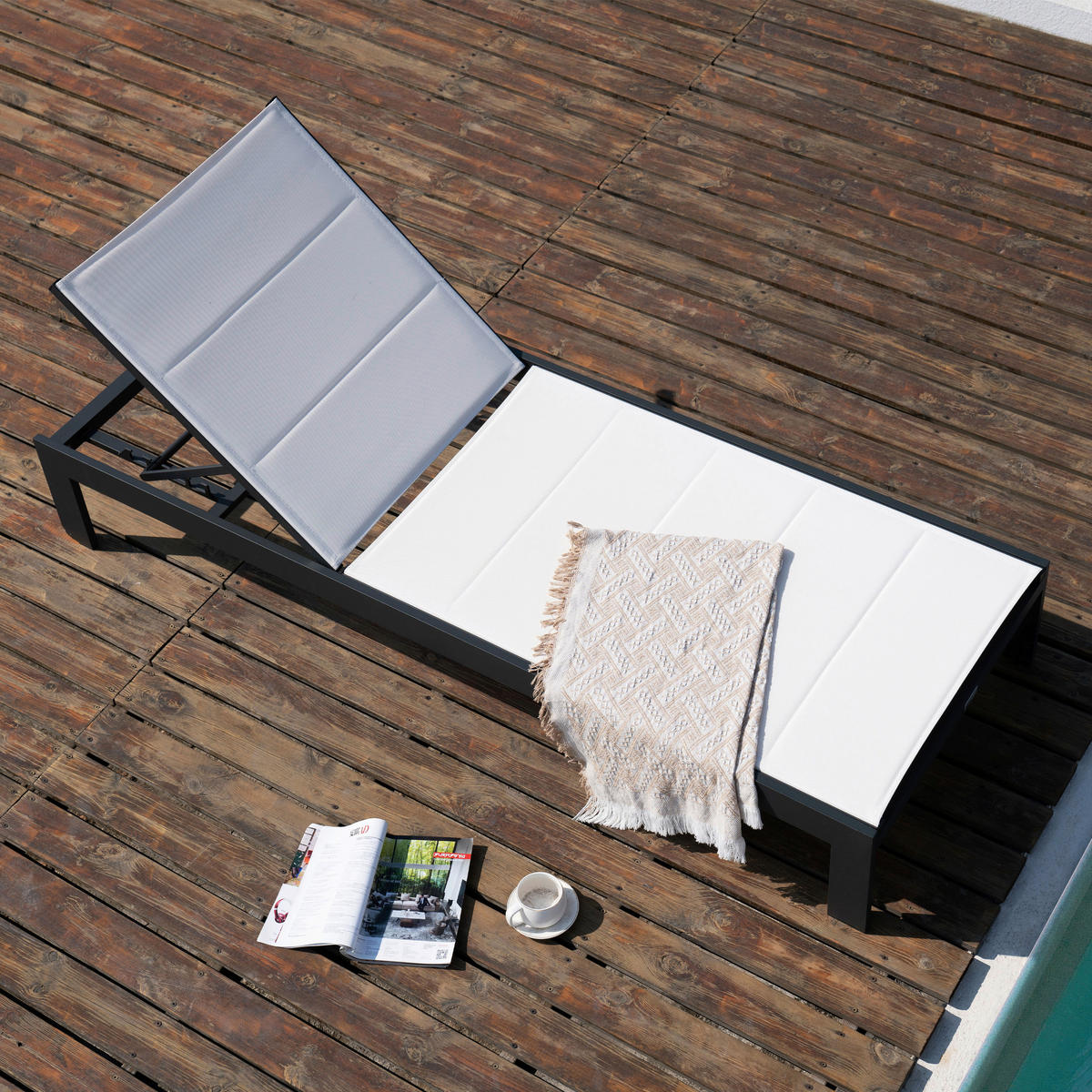 AXI Outdoor Living Gartenliege Elio creme Textil B/H/L: ca. 75x31x200 cm Elio - creme/grau (200,00/75,00/31,00cm) - AXI Outdoor Living