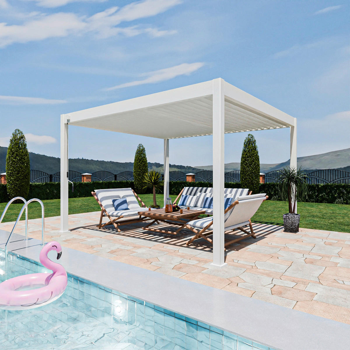 PergoLine Pergola Superior weiß Aluminium B/H/L: ca. 400x255x360 cm Superior - weiß (360,00/400,00/255,00cm) - PergoLine