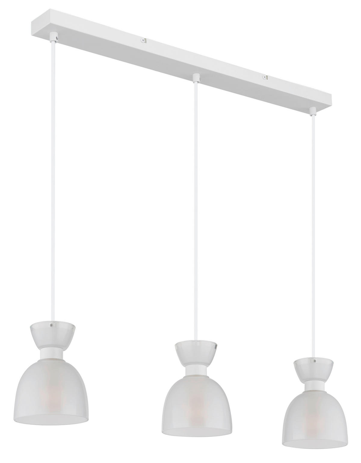 GLOBO Pendelleuchte Opal weiß Metall Glas B/H: ca. 65x120 cm E14 3 Brennstellen Massey - weiß/Opal (65,00/120,00cm) - GLOBO