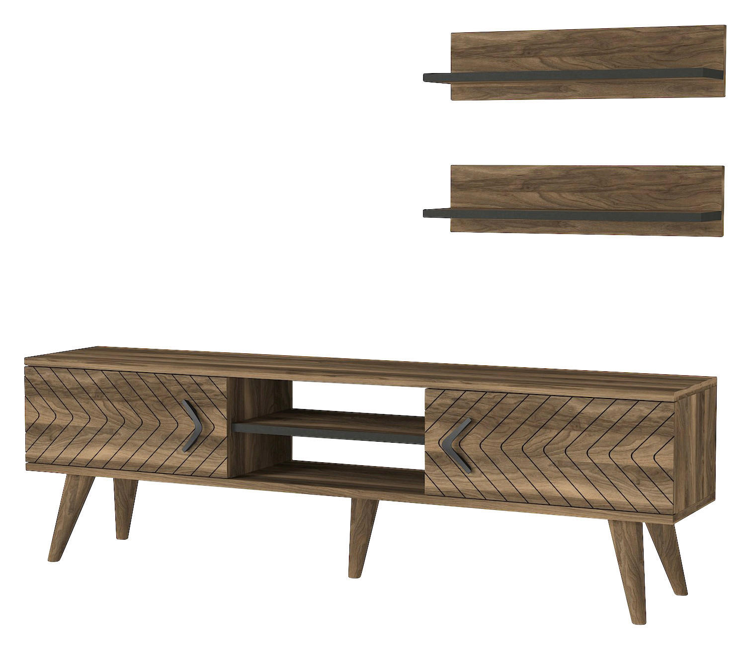 Wohnwand Legato walnuss Nachbildung B/H/T: ca. 150x45,5x30 cm Legato - walnuss (150,00/45,50/30,00cm) - moebel17