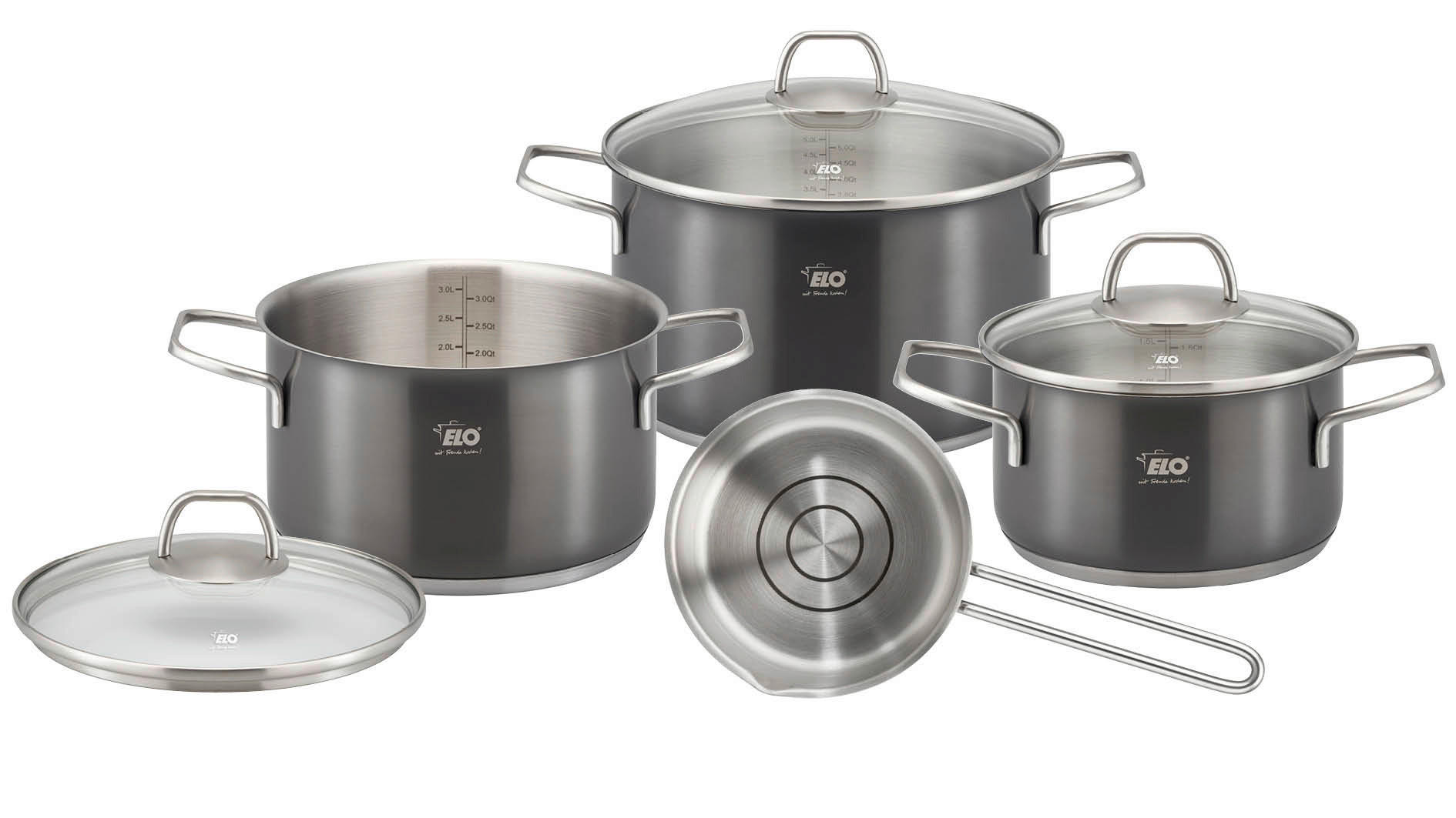 ELO Topfset Twice silber Edelstahl 4 tlg. Twice - silber (53,50/27,00/20,50cm) - ELO