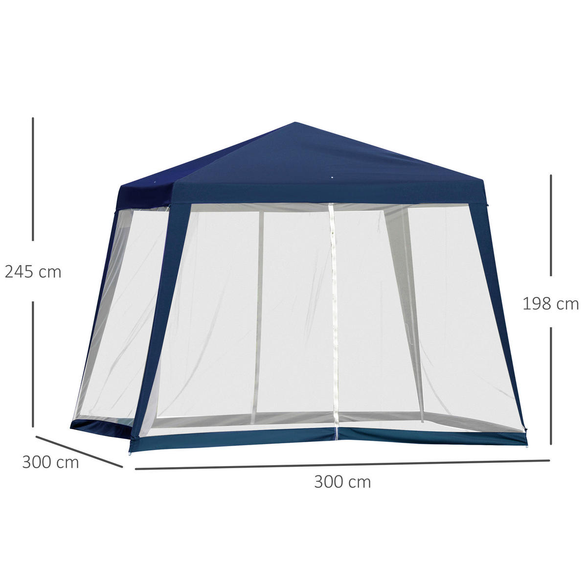 Outsunny Pavillon blau Polyester B/H/L: ca. 300x245x300 cm Pavillon - blau (300,00/300,00/245,00cm) - Outsunny