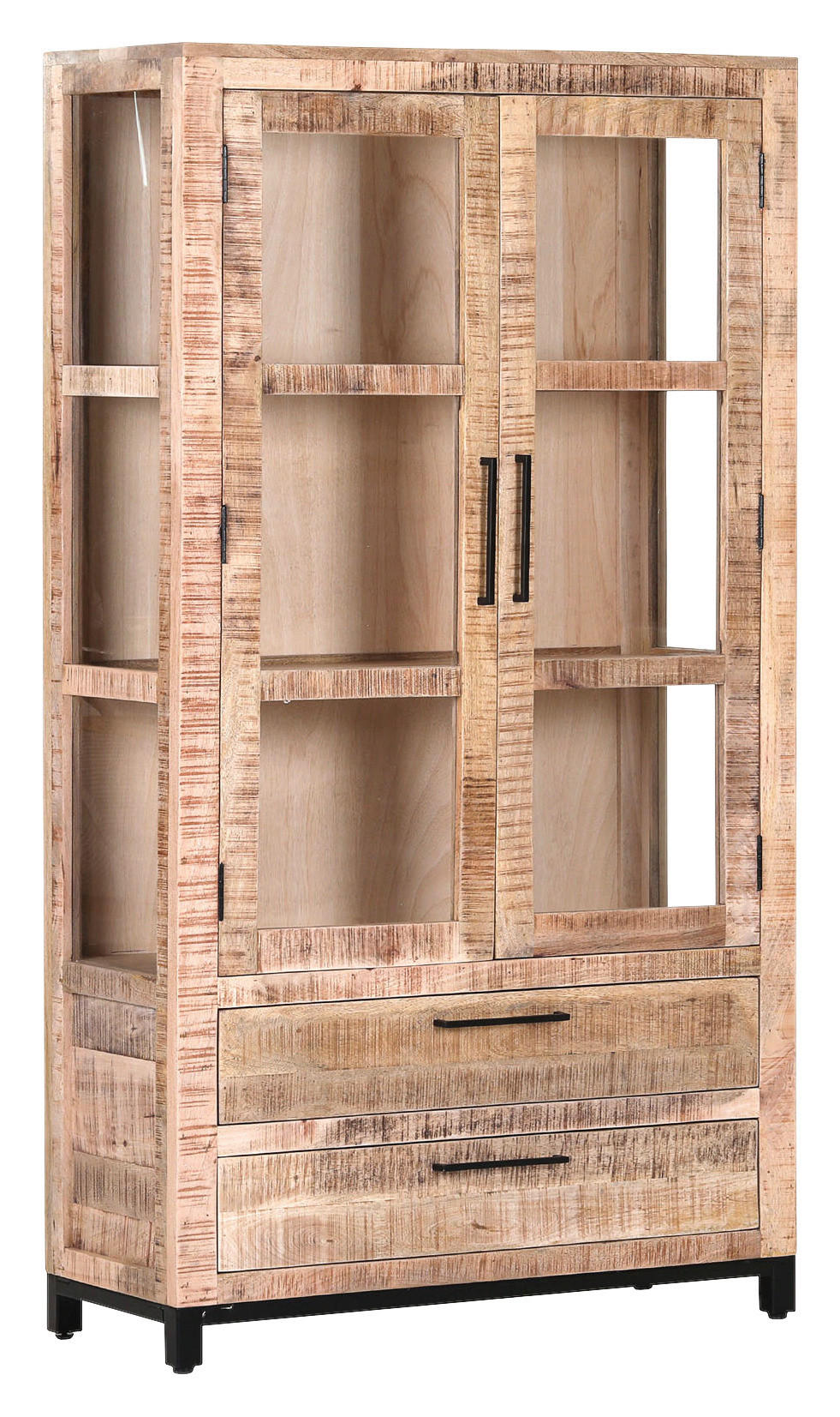 Vitrine Campesino sägerau Mango B/H/T: ca. 100x180x42 cm Campesino - sägerau (100,00/180,00/42,00cm)