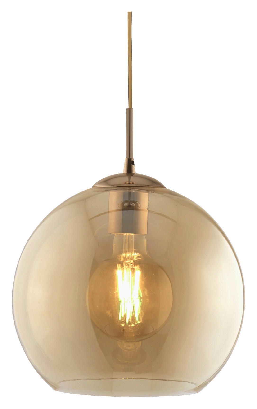 Searchlight Pendelleuchte messing Glas Stahl B/H/D: ca. 30x120x30 cm E27 1 Brennstellen Balls - messing (30,00/120,00cm) - Searchlight