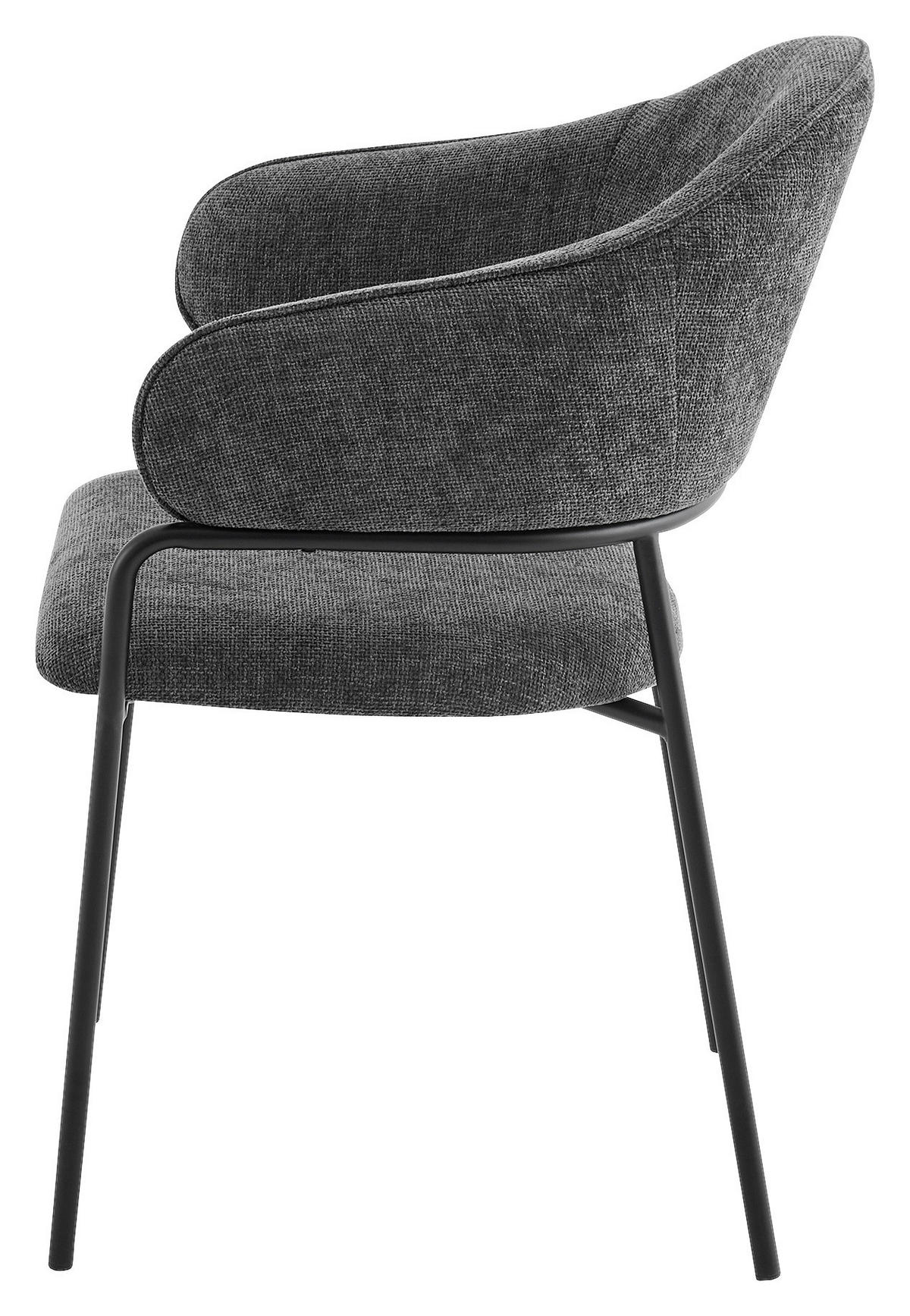 Stuhl CURVE schwarz grau Metall Stoff B/H/T: ca. 60x86x58 cm CURVE - schwarz/grau (60,00/86,00/58,00cm) - byLIVING