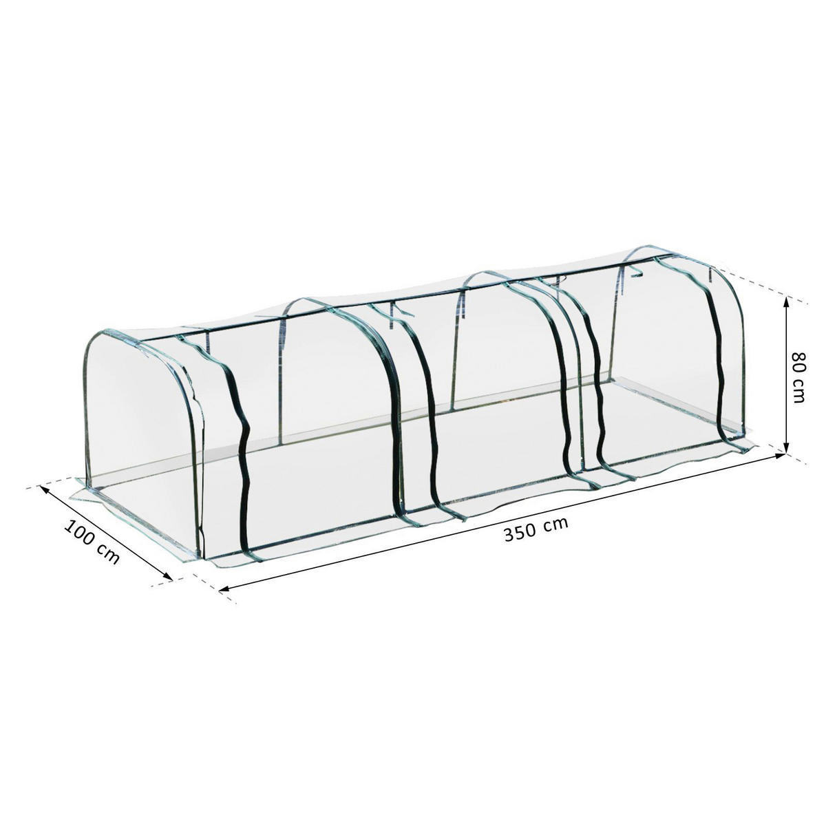 Outsunny Folientunnel B/H/L: ca. 100x80x400 cm Folientunnel 845-234V01 - dunkelgrün/transparent (400,00/100,00/80,00cm) - Outsunny
