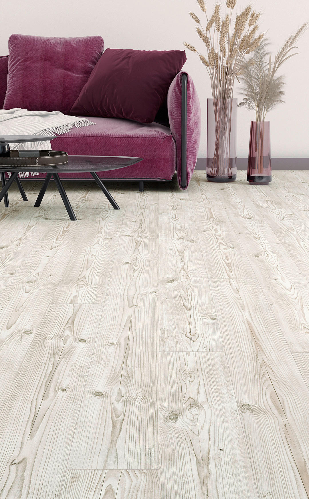 Laminatboden Pinie weiß ca. 2,245 m² im Paket  B/L: ca. 19,4x128,6 cm pro Paket Pinie weiß ca. 2,245 m² im Paket - weiß (19,40/128,60cm)