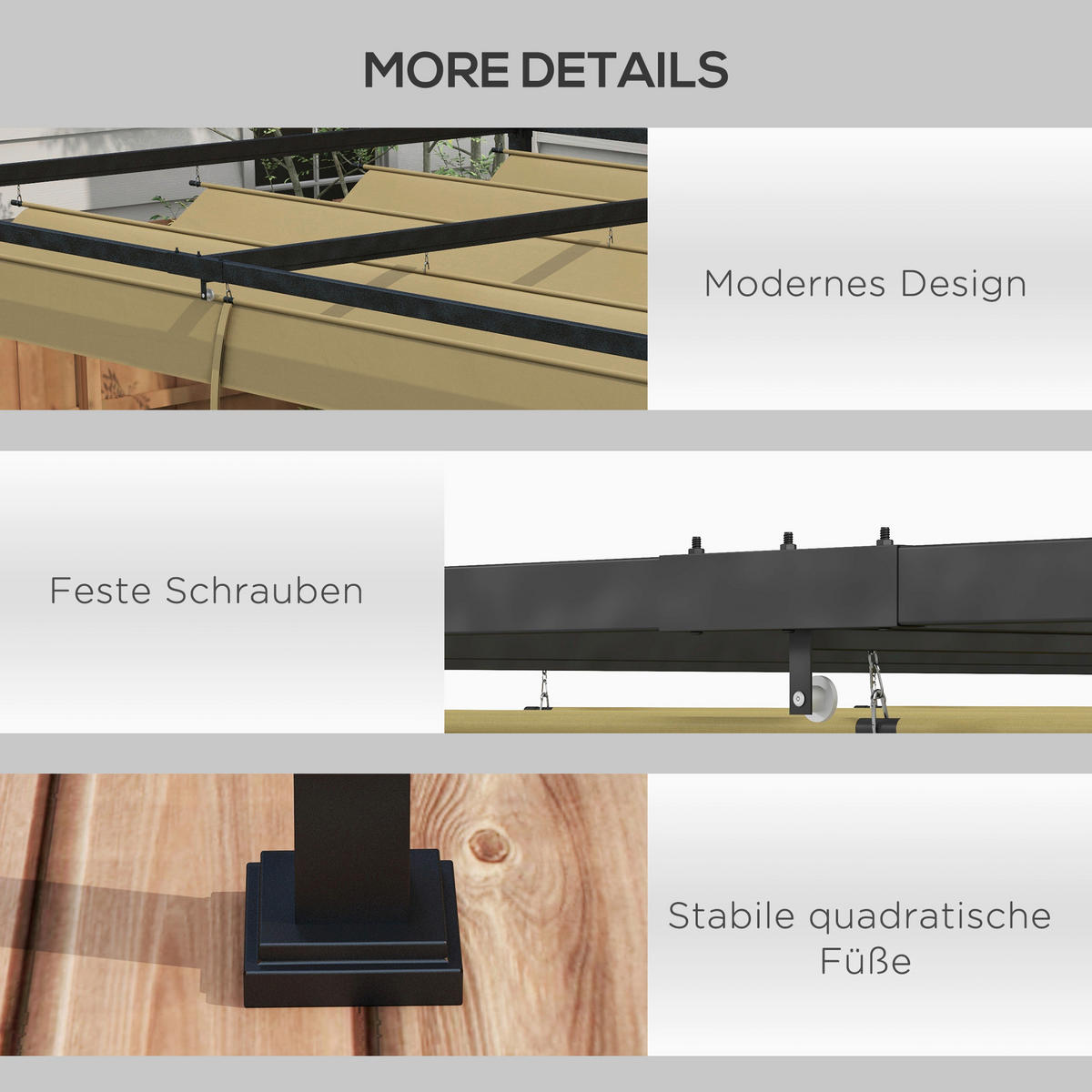 Outsunny Pergola khaki Polyester B/H/L: ca. 213x221x298 cm Pergola - khaki (298,00/213,00/221,00cm) - Outsunny