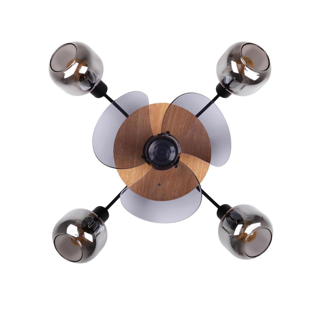 Näve Leuchten Deckenventilator schwarz Metall Glas Kunststoff B/H/T/D: ca. 48x21x48x48 cm E14 4 Brennstellen FUMOSO - schwarz (48,00/21,00/48,00cm) - Näve Leuchten