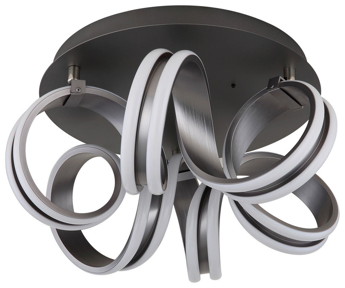 GLOBO Deckenleuchte dunkelgrau Opal Metall Aluminium H/D: ca. 25x46 cm 1 Brennstellen Kuni - Opal/dunkelgrau (46,00/25,00cm) - GLOBO