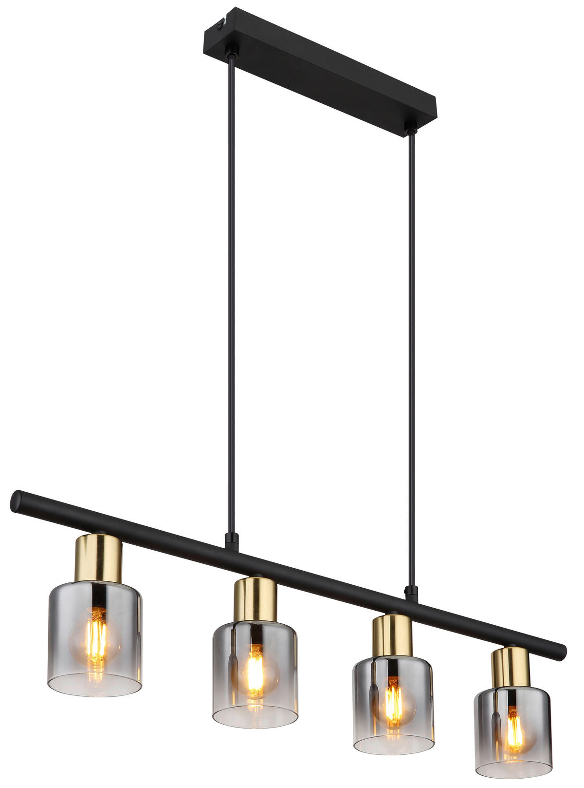 GLOBO Spot schwarz Rauch Glas Metall B/H/T: ca. 8x120x65 cm E14 4 Brennstellen HOLLSY - schwarz/Rauch (8,00/120,00/65,00cm) - GLOBO