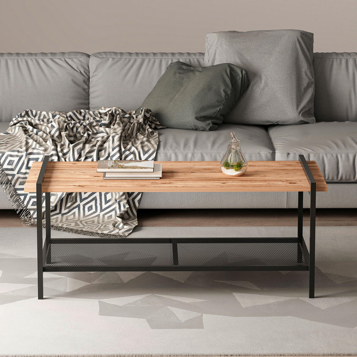 Couchtisch Lara walnuss Nachbildung schwarz B/H/T: ca. 120x45x60 cm Lara - schwarz/walnuss (120,00/45,00/60,00cm) - moebel17