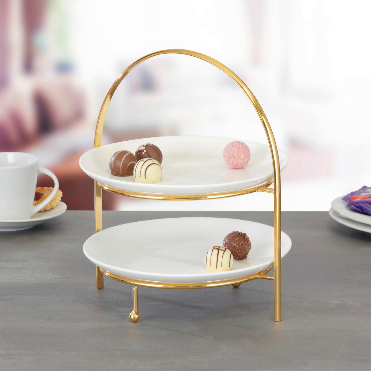 Esmeyer Etagere MILO gold Edelstahl H/D: ca. 25x21 cm MILO - gold/creme (21,00/25,00cm) - Esmeyer
