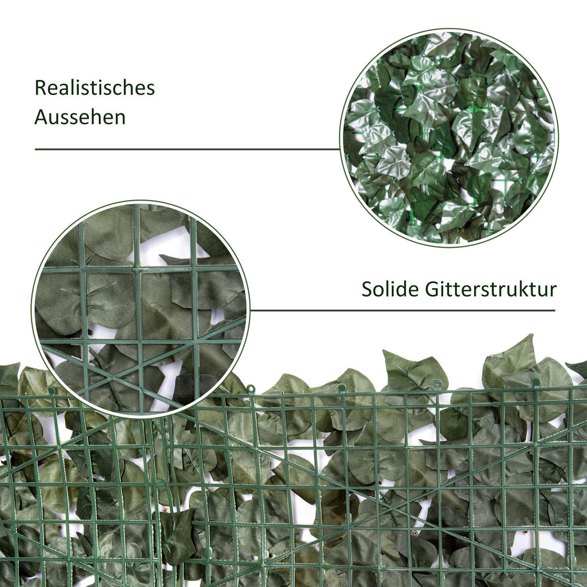 Outsunny Künstliche Hecke dunkelgrün Kunststoff H/L: ca. 100x240 cm Künstliche Hecke - dunkelgrün (240,00cm) - Outsunny