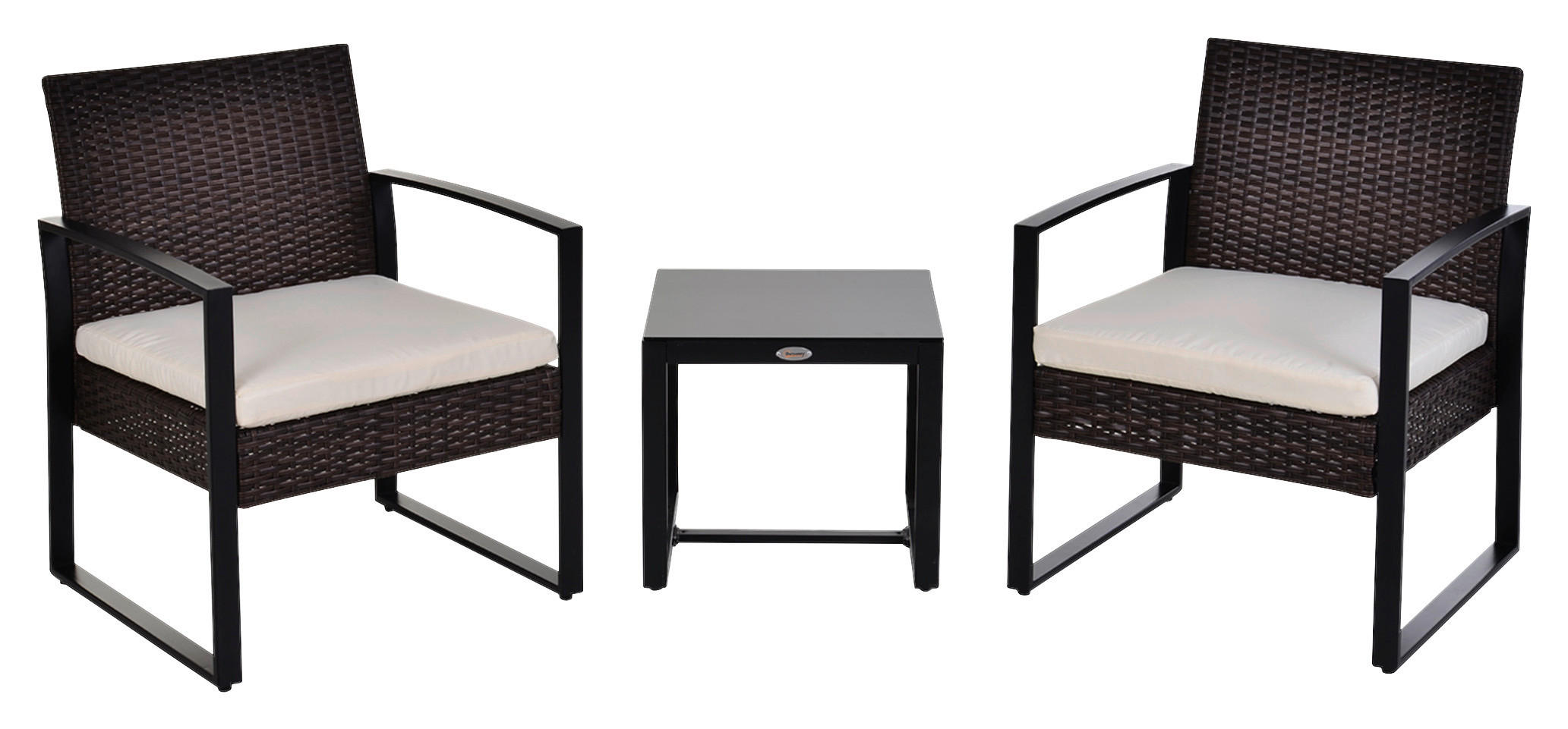 Outsunny Sitzgruppe creme Polyester B/H/L: ca. 57x63x76 cm Gartenmöbel-Set - braun/creme (76,00/57,00/63,00cm) - Outsunny