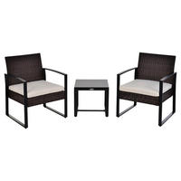Outsunny Sitzgruppe creme Polyester B/H/L: ca. 57x63x76 cm Gartenmöbel-Set - braun/creme (76,00/57,00/63,00cm) - Outsunny