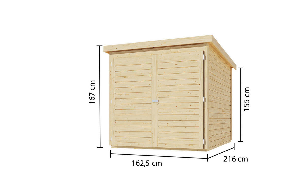 Karibu Fahrradgarage Jimmy natur B/H/T: ca. 163x167x216 cm Jimmy - natur (163,00/167,00/216,00cm) - Karibu