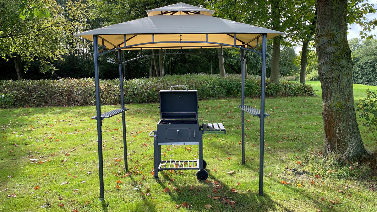 Grasekamp Grillpavillon beige Polyester-Mischgewebe B/H/T: ca. 150x250x220 cm Grillpavillon_BBQ - beige (150,00/250,00/220,00cm) - Grasekamp