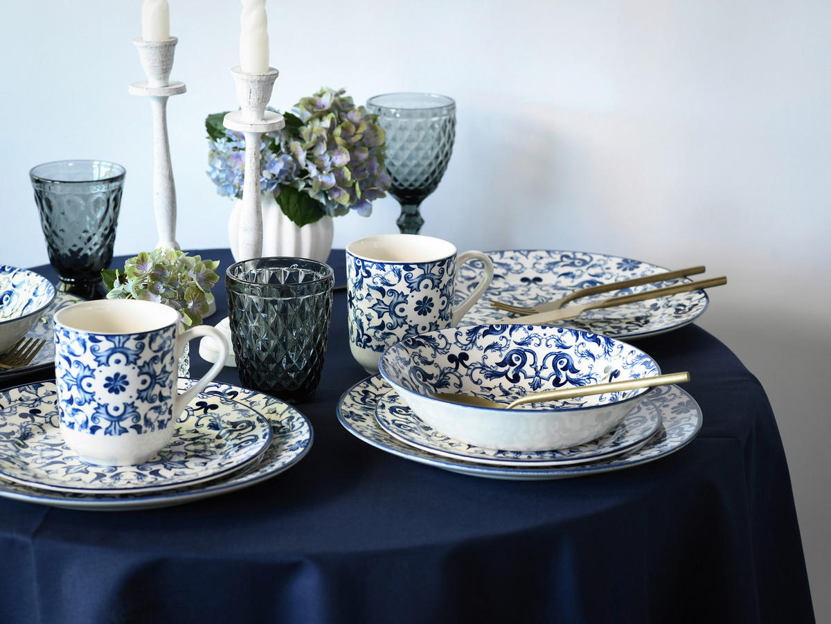 CreaTable Kombiservice Fresco blau Steingut 16 tlg. Fresco - blau (33,00/33,00/30,50cm) - CreaTable