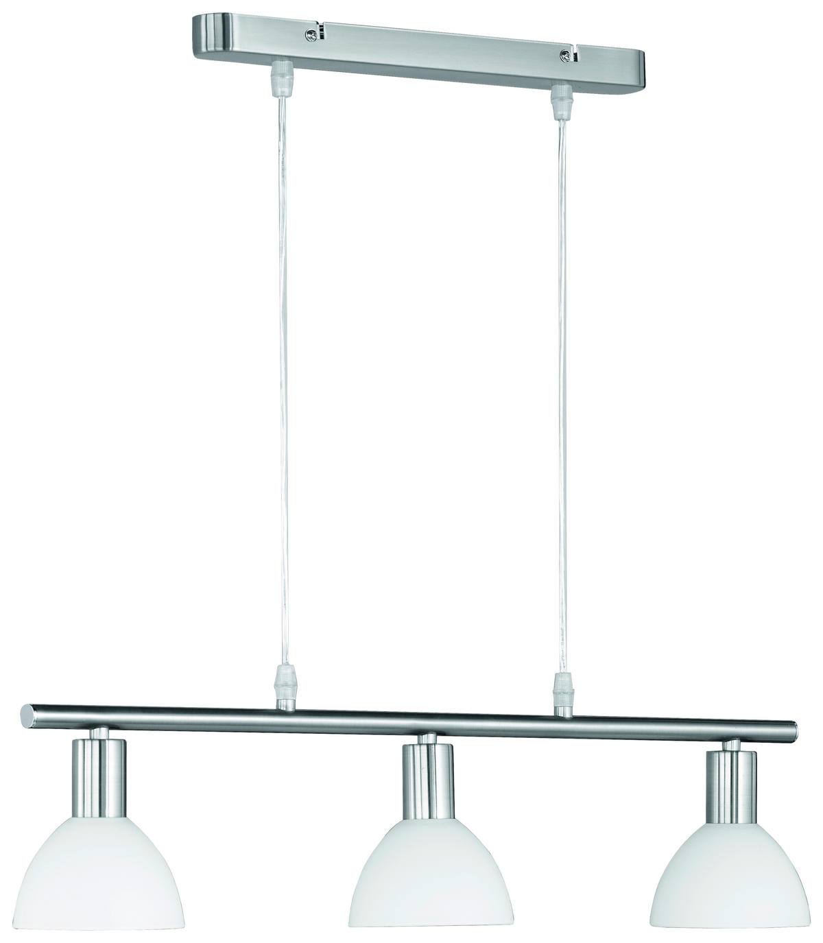 Reality Pendelleuchte R335110307 nickel matt weiß Metall Glas B/H/T: ca. 61x120x11 cm E14 3 Brennstellen Pendelleuchte_Dallas - weiß/nickel matt (61,00/120,00/11,00cm) - Reality