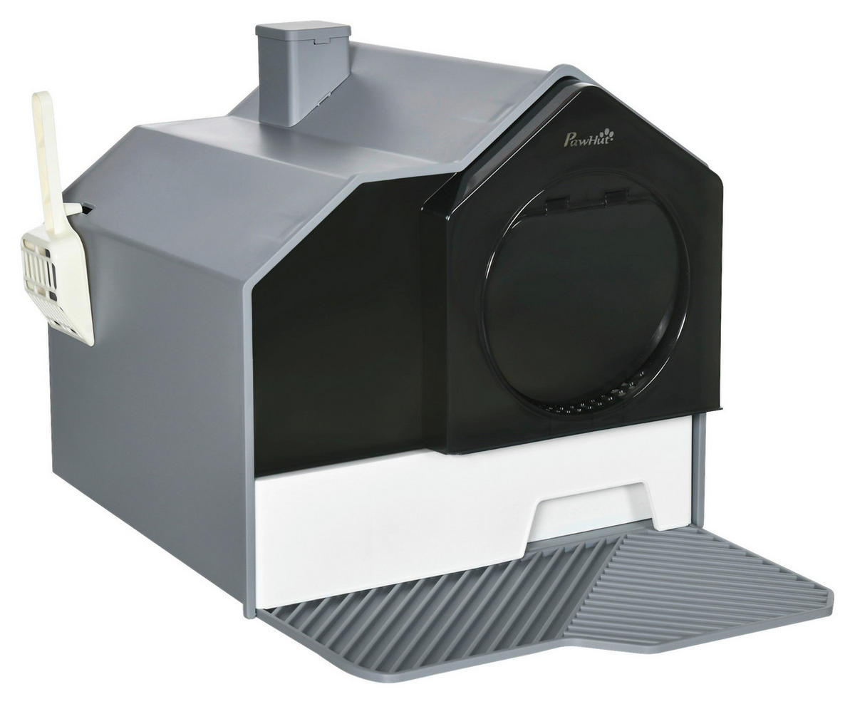 PawHut Katzen-Zubehör grau Polypropylen B/H/L: ca. 45x47x42 cm Katzentoilette - grau (42,00/45,00/47,00cm) - PawHut