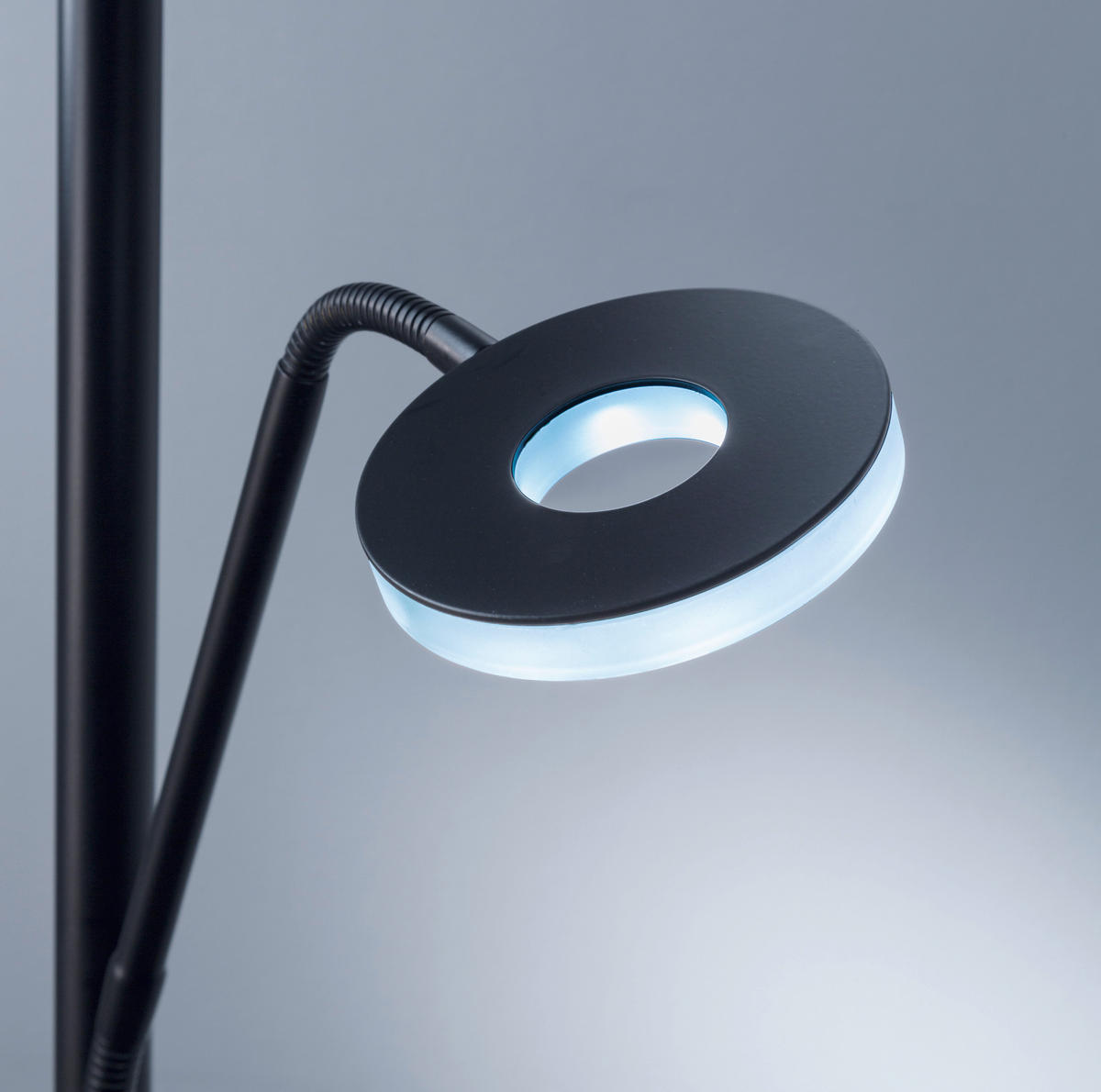 Fischer & Honsel LED-Stehleuchte 40318 Chrom schwarz Metall B/H/T: ca. 35x180x50 cm 1 Brennstellen Dent - schwarz/Chrom (35,00/180,00/50,00cm) - Fischer & Honsel
