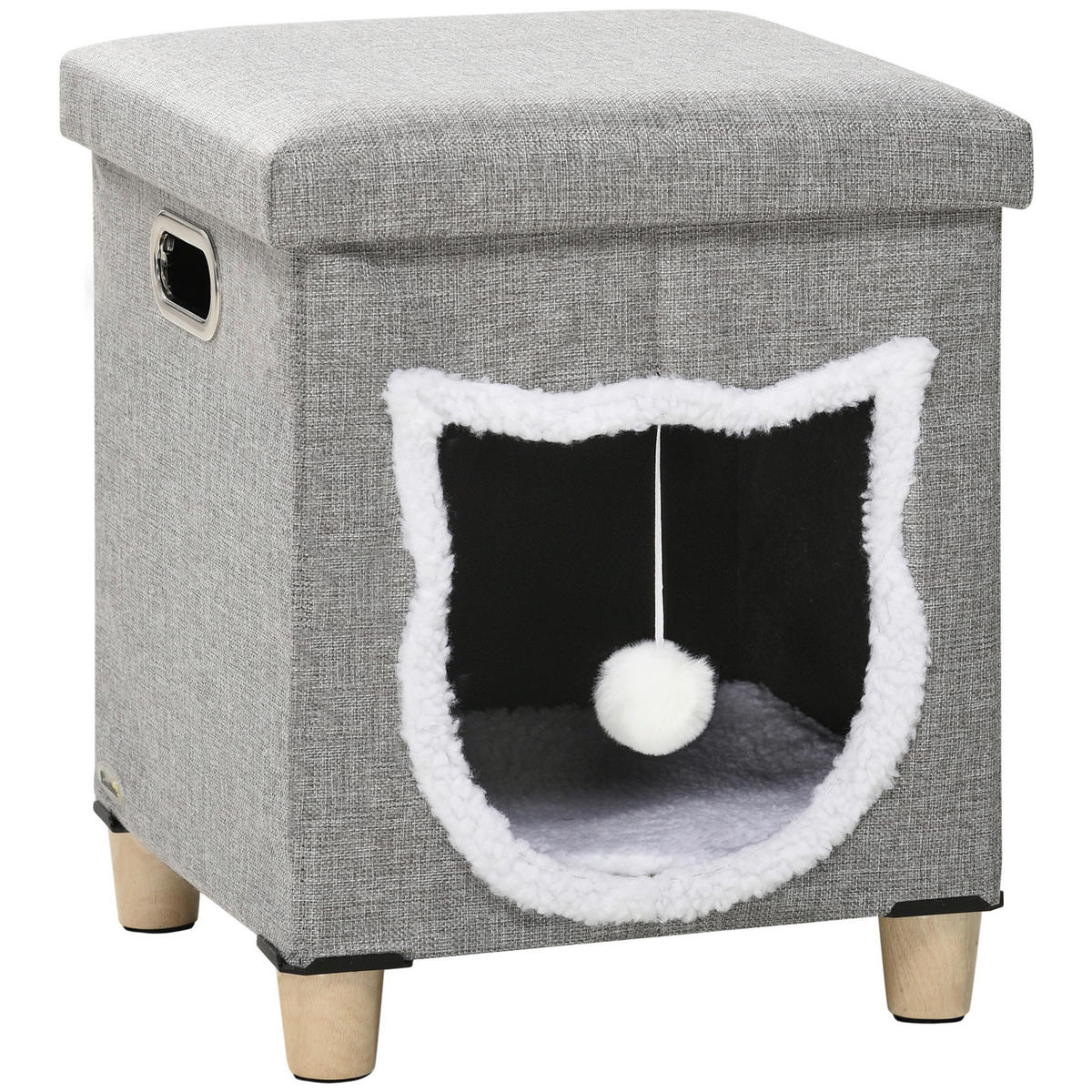 PawHut Katzen-Zubehör grau Polypropylen B/H/L: ca. 35,5x35,5x42,5 cm Katzenhaus - grau (42,50/35,50/35,50cm) - PawHut