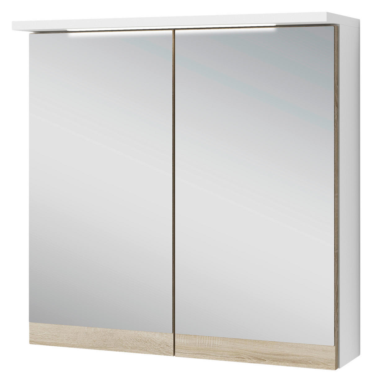 Spiegelschrank MARINO weiß matt Eiche Sonoma Nachbildung B/H/T: ca. 60x60x20 cm MARINO - Eiche/weiß (60,00/60,00/20,00cm) - byLIVING