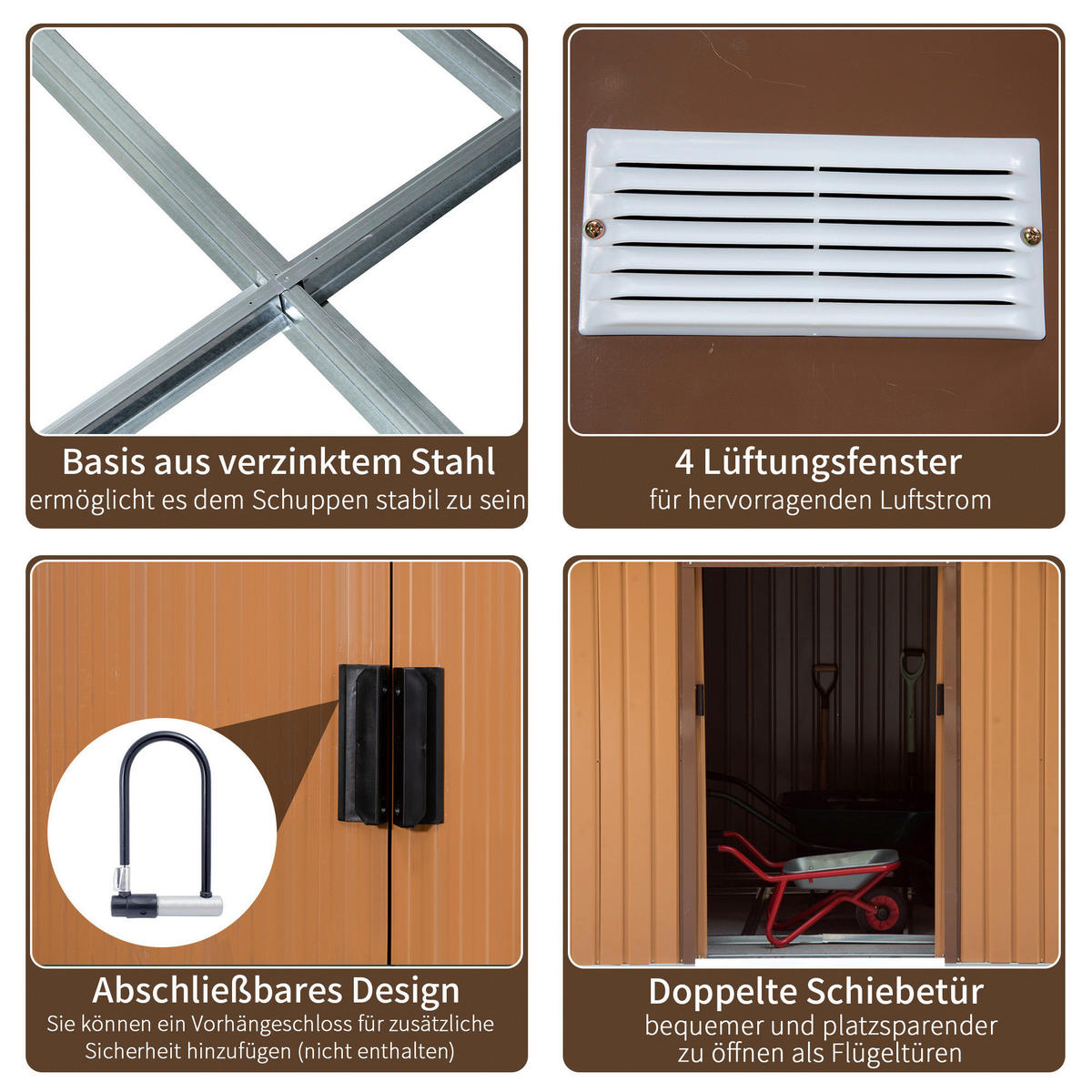 Outsunny Gartenhaus gelb B/H/L: ca. 60x59x84 cm Gartenhaus - gelb (84,00/60,00/59,00cm) - Outsunny