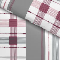 Microfaser Bettwäsche Fleece Bettwäsche_Fleece Streifen+Karo - weiß/rot (135,00/200,00cm)