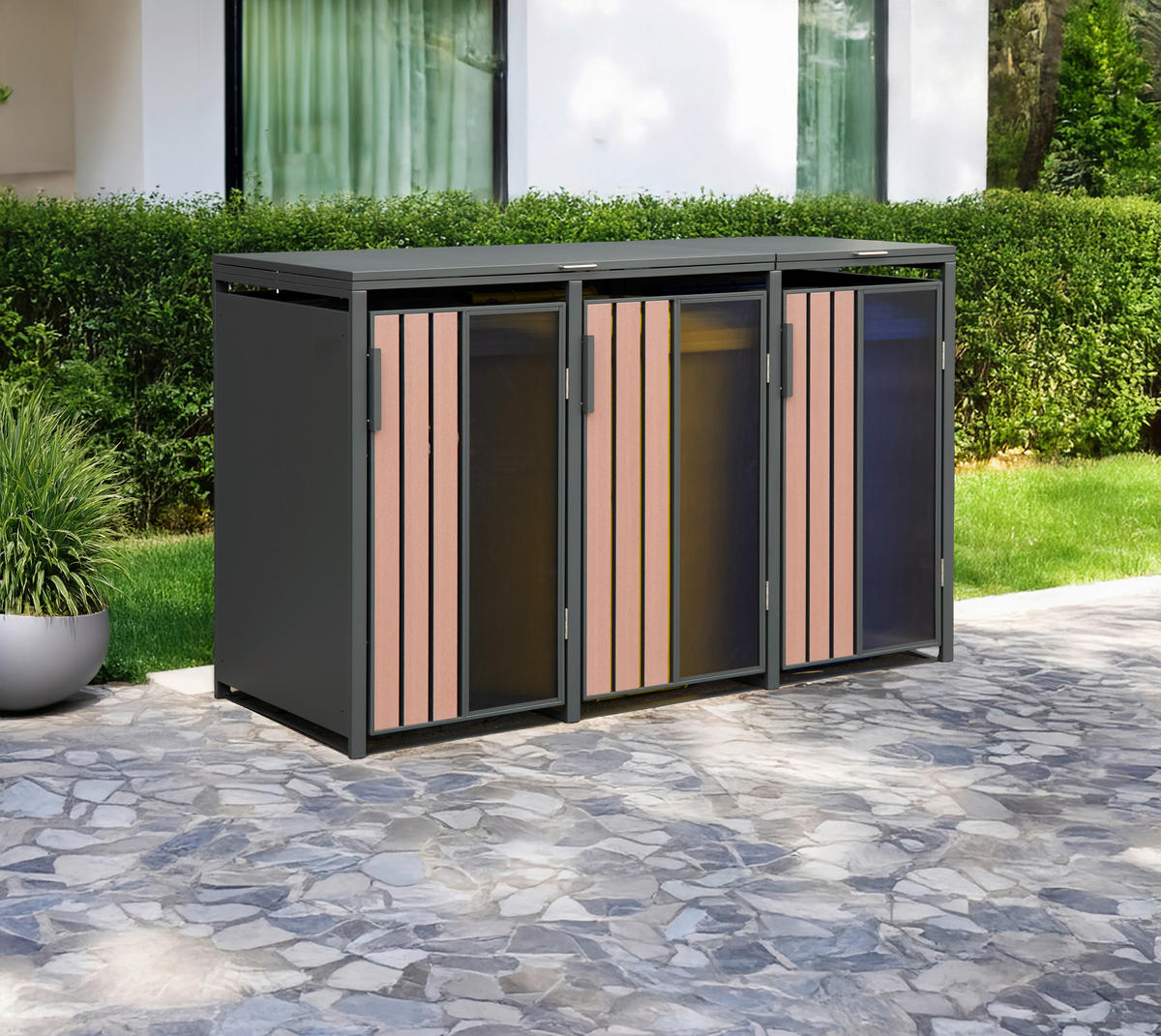 Westmann Mülltonnenbox Status anthrazit B/H/L: ca. 198x116x80 cm Status - anthrazit (80,00/198,00/116,00cm) - Westmann