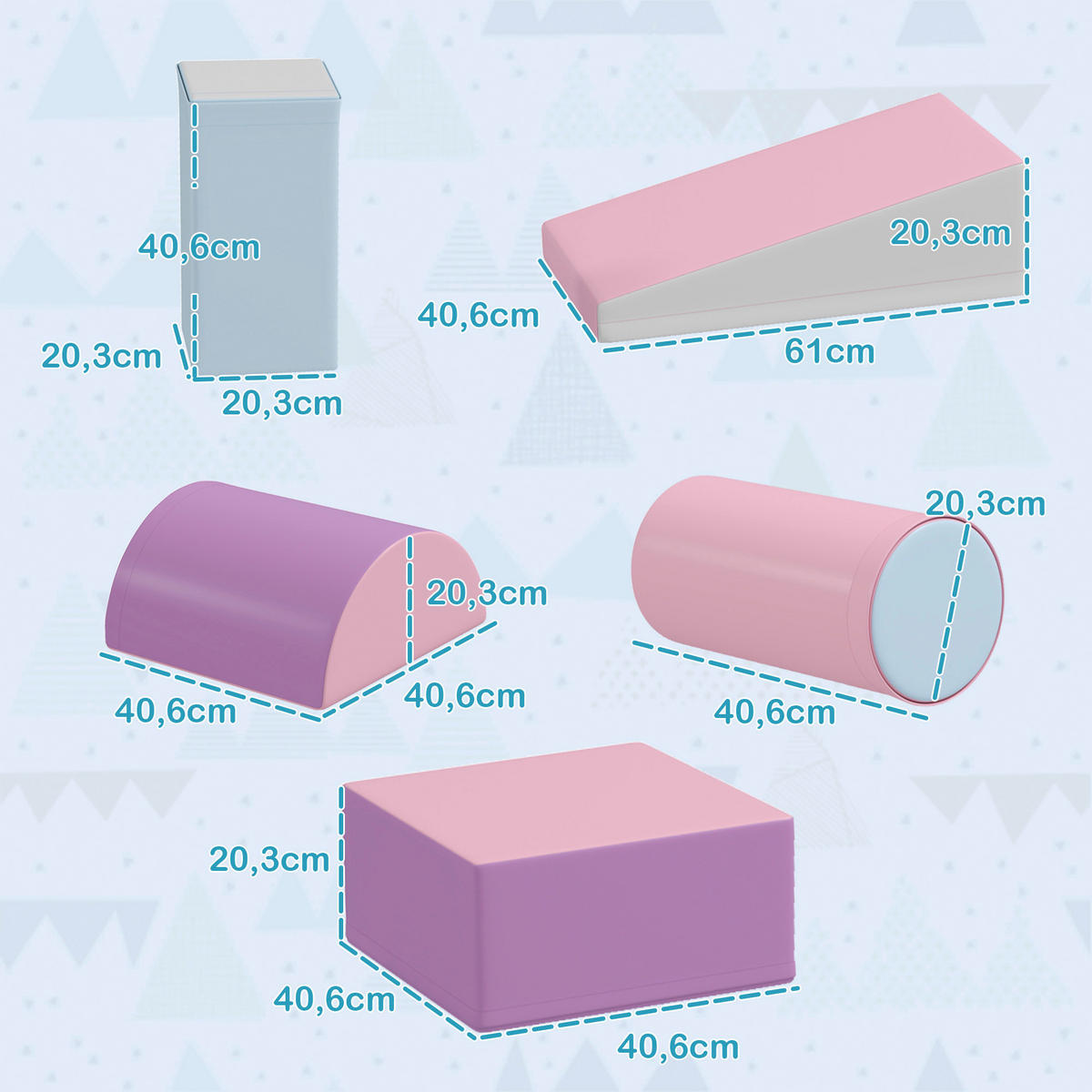 HOMCOM Bausteinset B/H/L: ca. 40,6x20,3x40,6 cm Bausteinset - multicolor (40,60/40,60/20,30cm) - HOMCOM