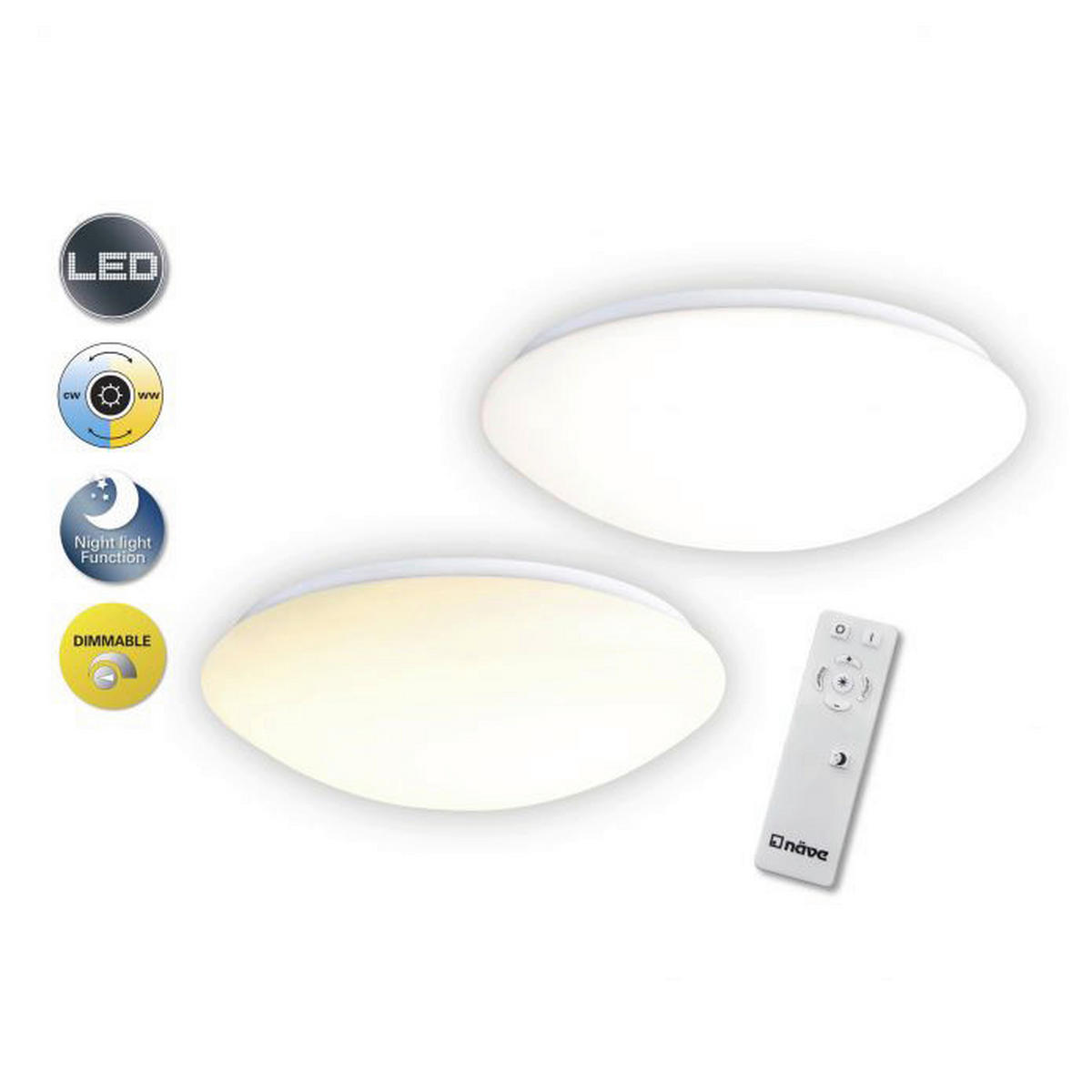 Näve Leuchten LED Deckenleuchte NV12009901 weiß Metall Kunststoff H/D: ca. 11x35 cm null 1 Brennstellen Bern - weiß (35,00/11,00cm) - Näve Leuchten