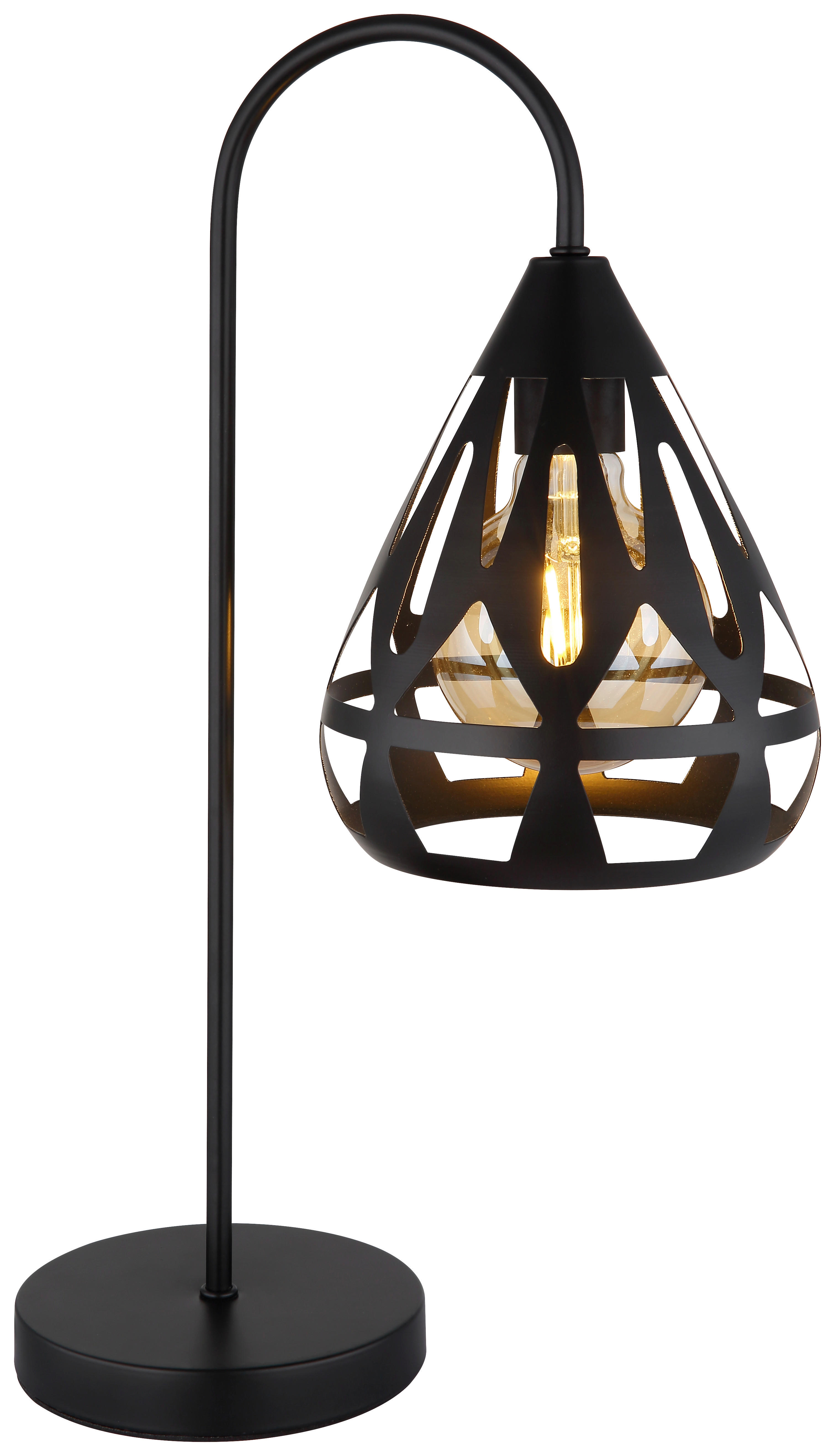 GLOBO Tischleuchte schwarz Metall B/H/T: ca. 17x48x28 cm E27 1 Brennstellen HASSAN - schwarz (17,00/48,00/28,00cm) - GLOBO