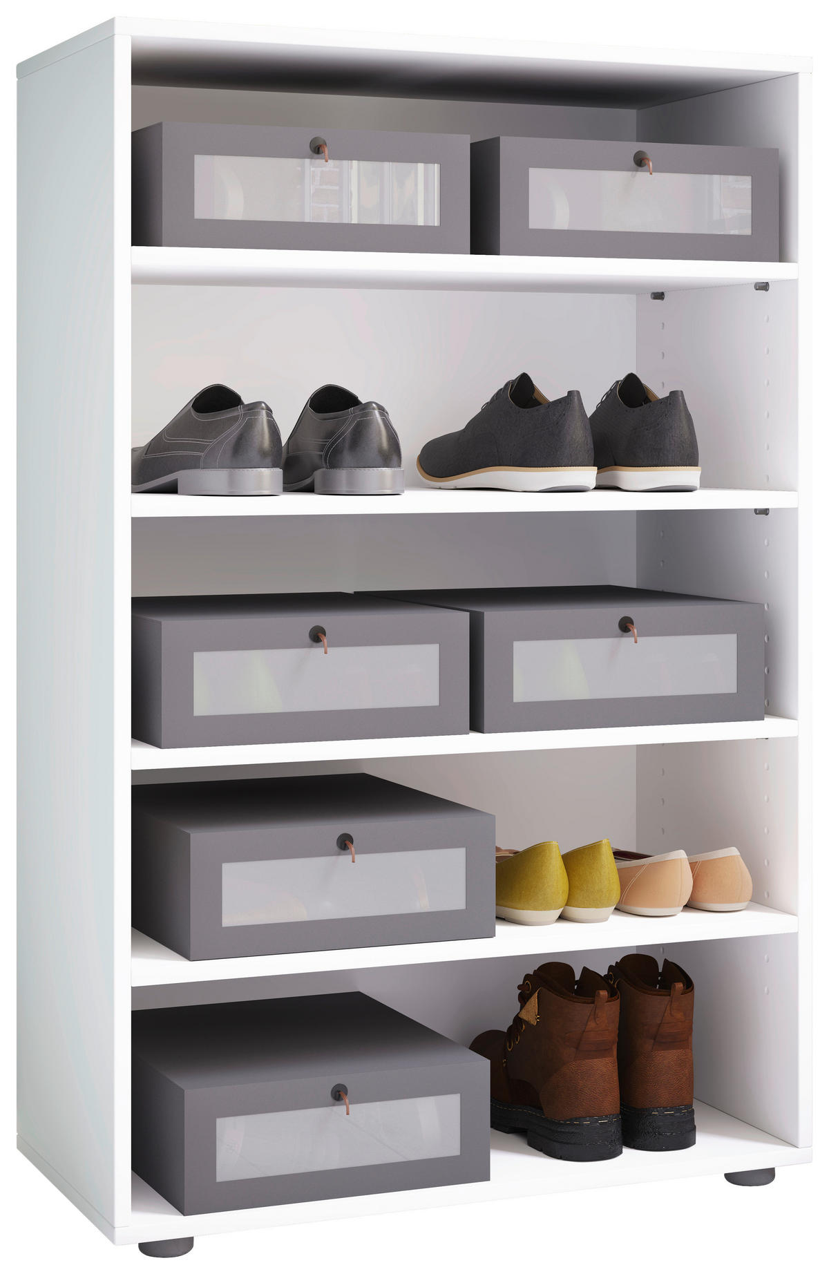 Schuhregal Lona weiß B/H/T: ca. 70x110x37 cm Lona - weiß (70,00/110,00/37,00cm) - VCM Möbel