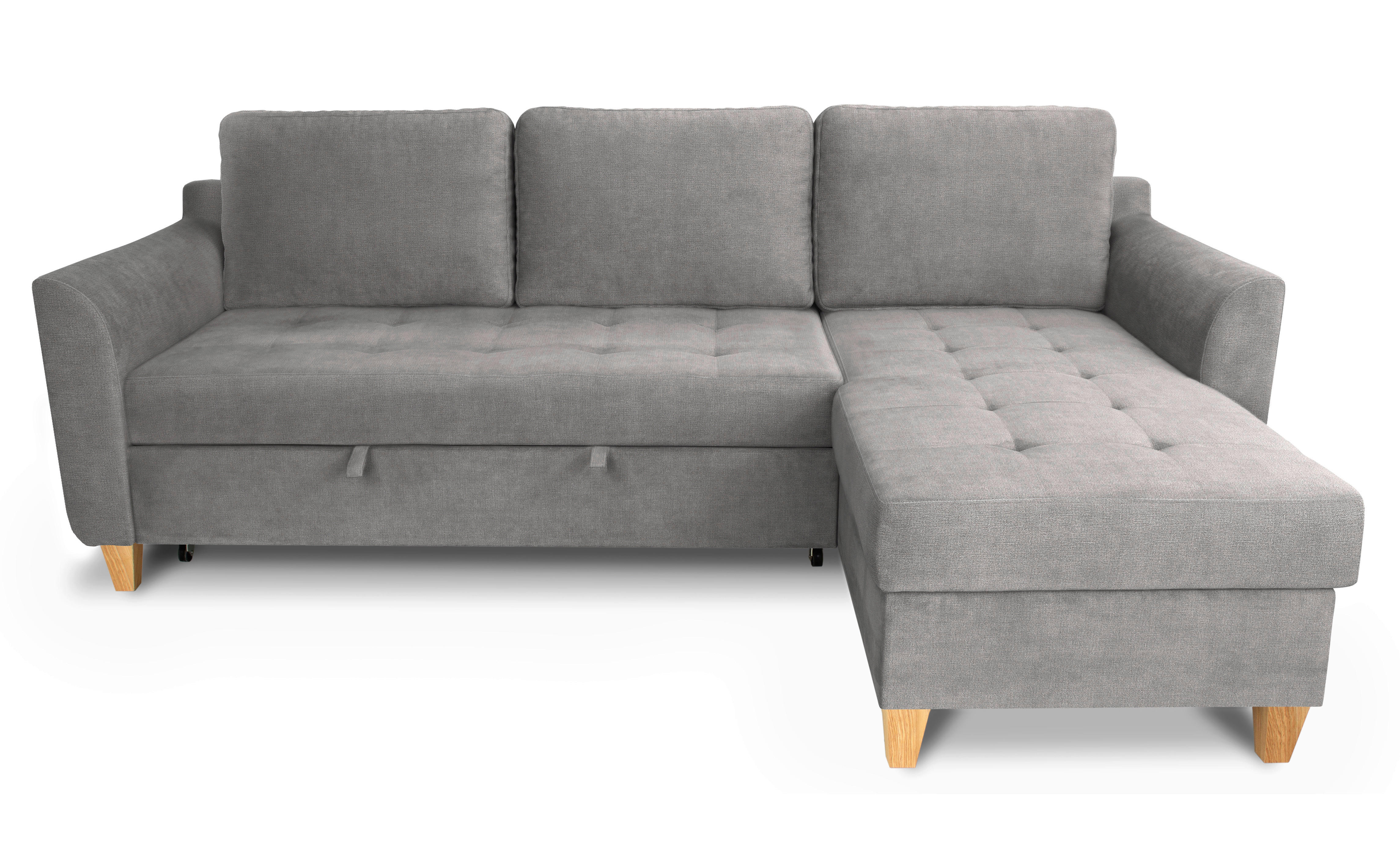 Thumbnail - Ecksofa mit Bettfunktion und Bettkasten Ashgrey Microfaser B/H/T: ca. 231x86x150 cm