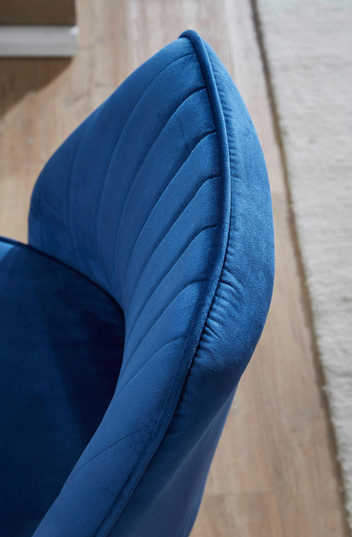 Drehstuhl blau Samt Eisen Drehstuhl - blau (47,00/100,00/46,00cm) - Wohnling