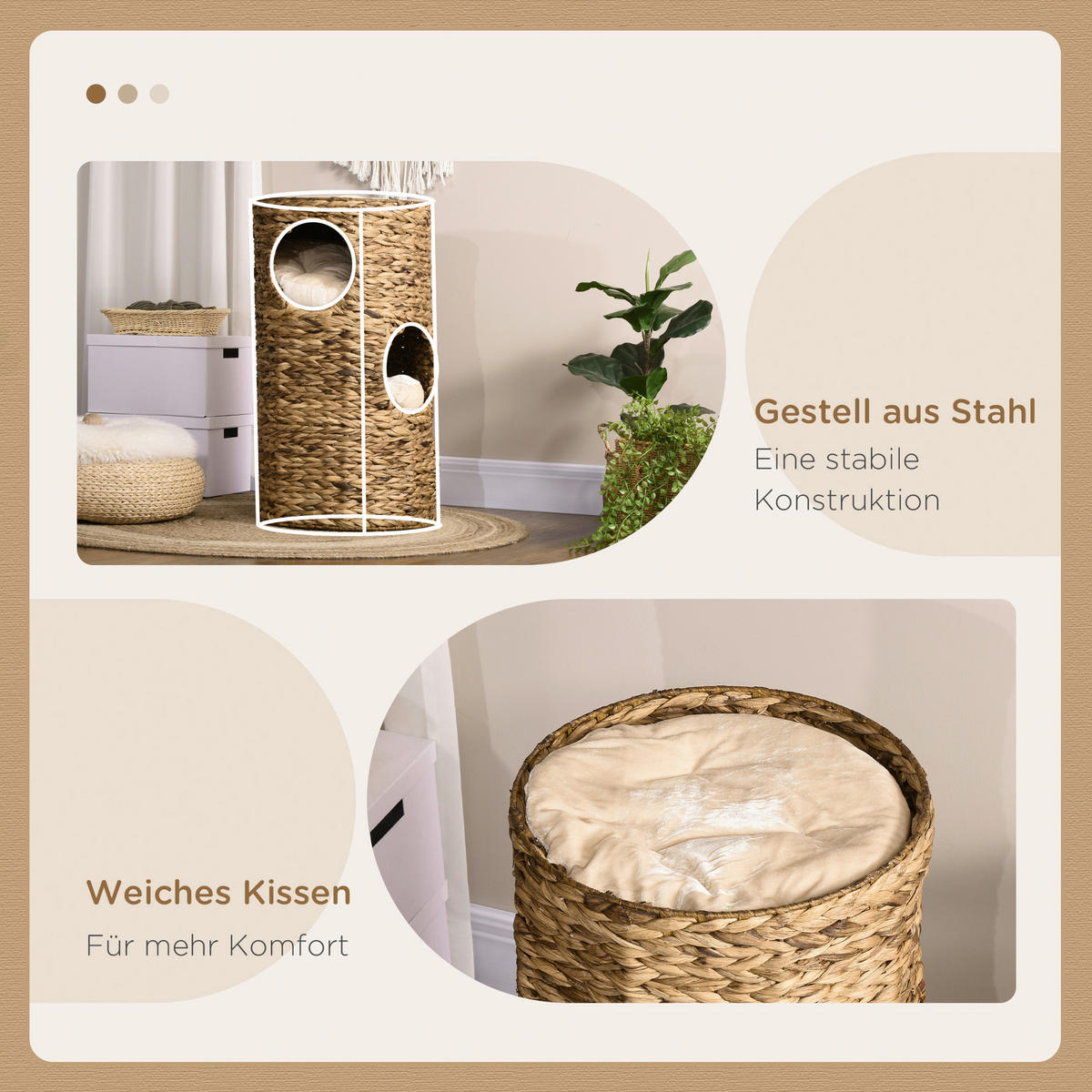 PawHut Kratztonne braun Stahl B/H/L: ca. 40x73x40 cm Kratztonne - braun (40,00/40,00/73,00cm) - PawHut