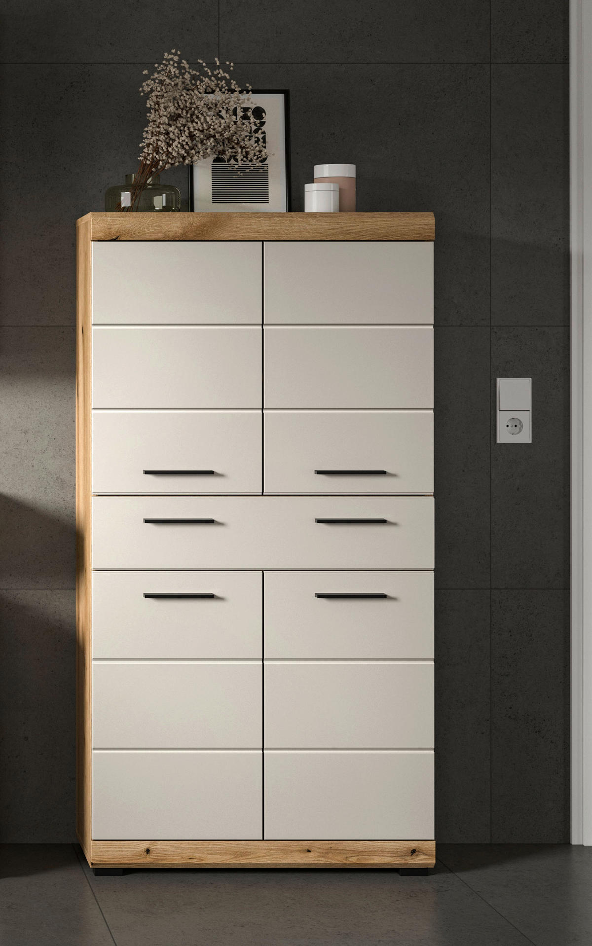 Midischrank Scout Evoke Oak Nachbildung Kaschmirgrau Nachbildung B/H/T: ca. 74x141x31 cm Scout - Kaschmirgrau (74,00/141,00/31,00cm) - xonox.home