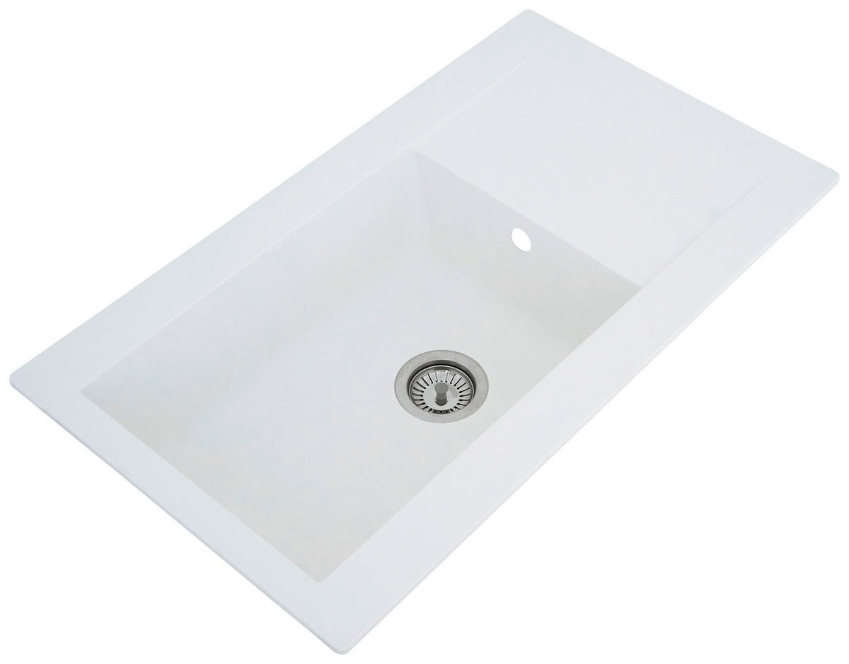 Respekta Einbauspüle Denver 86 x 50 W weiß Mineralite B/H/T: ca. 86x20x50 cm Denver 86 x 50 W - weiß (86,00/20,00/50,00cm) - Respekta