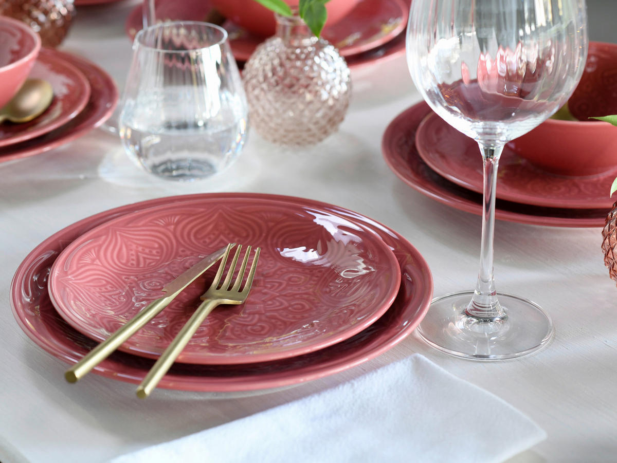CreaTable Tafelservice Orient Mandala rot Porzellan 12 tlg. Orient Mandala - rot - CreaTable