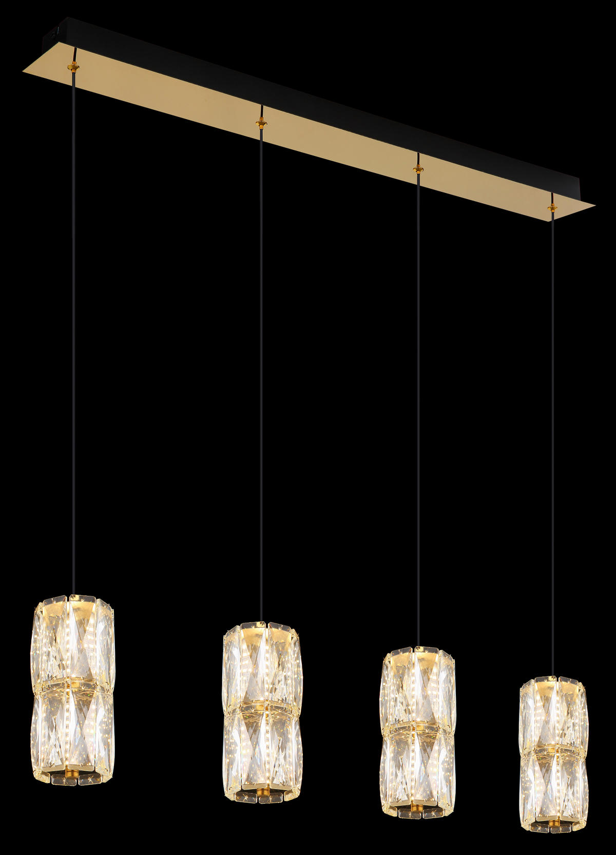 GLOBO Pendelleuchte mattschwarz gold klar Glas Metall B/H/T/L: ca. 9,5x150x84,5x84,5 cm 1.0 Brennstellen Stefanie - gold/klar (84,50/9,50/150,00cm) - GLOBO